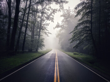 Nebelige Straße in Ohio
